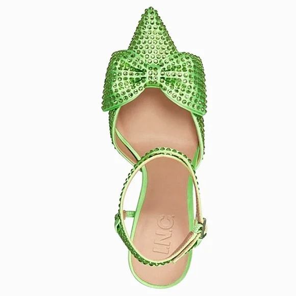 New w/Box INC International Concepts Stefia Lime Bow Rhinestone Ankle Strap Heel - Picture 2 of 6